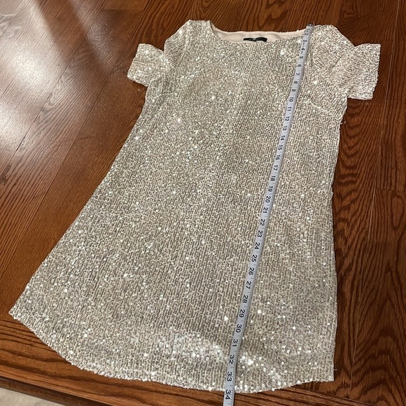 7 for All Mankind women’s FULL silver sequins T shirt mini dress formal slip on - Picture 9 of 13